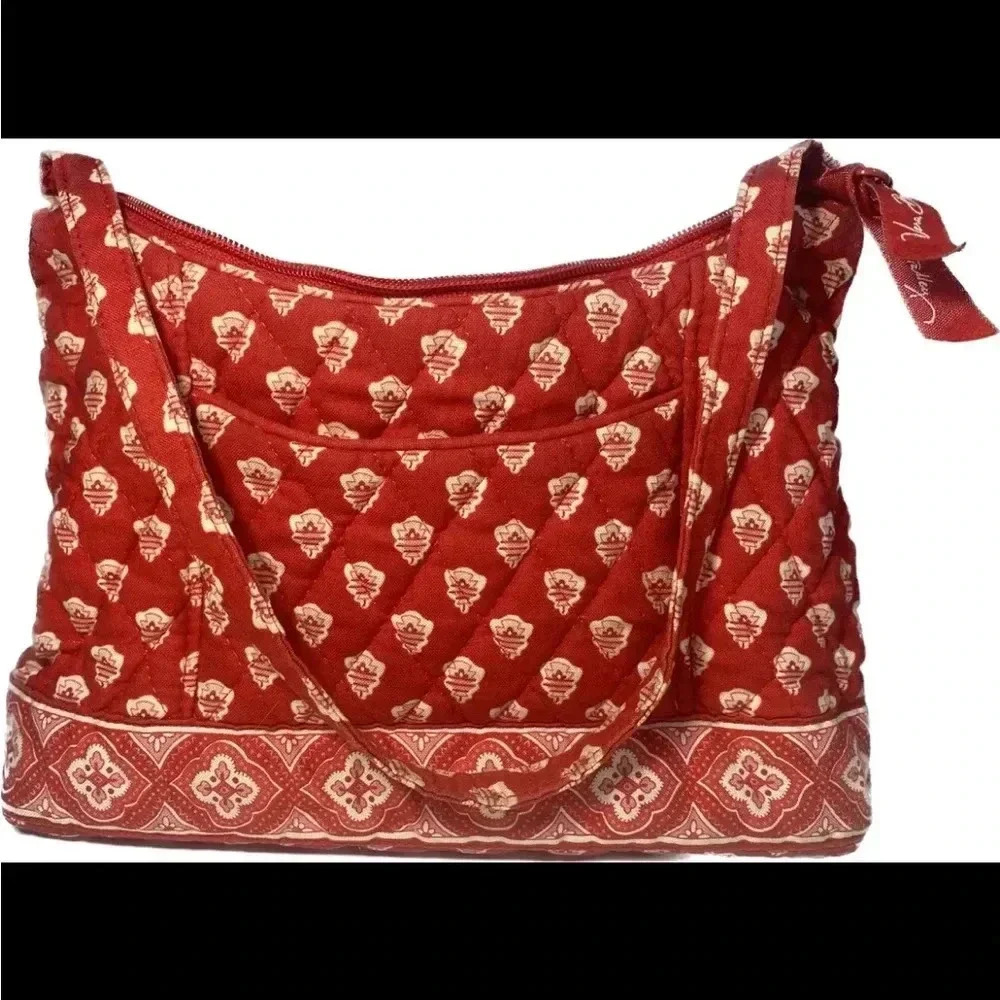 Vera Bradley Quilted Mini Bag in Red and Cream Floral Block Print